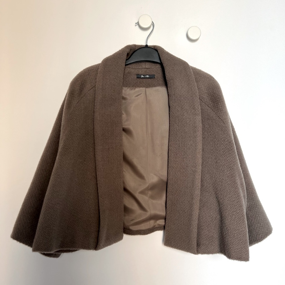Bolero / Cape in Wool Taupe Grey One Size